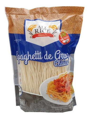 Fideos De Arroz Spaghetti Sin Tacc All Rice Clasico 300gr X6 1