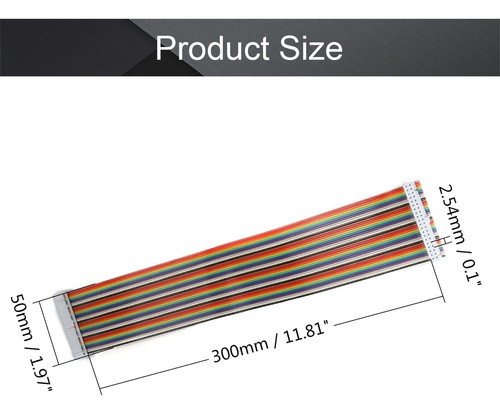 Fielect Idc - Cable Plano De Alambre De Arco Iris (40 Pines, 1