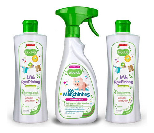 Kit Cuidados De Mãe Lava Roupas Bebê E Xô Manchinhas Bioclub 0