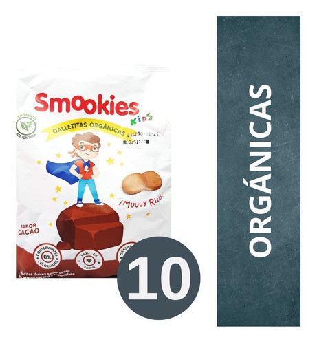 Pack De Galletitas Orgánicas Smookies Cacao De 10 X 40 Gr 0
