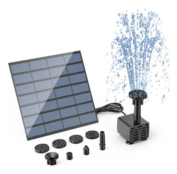 Bomba De Fuente De Agua Solar Con 6 Boquillas. 0