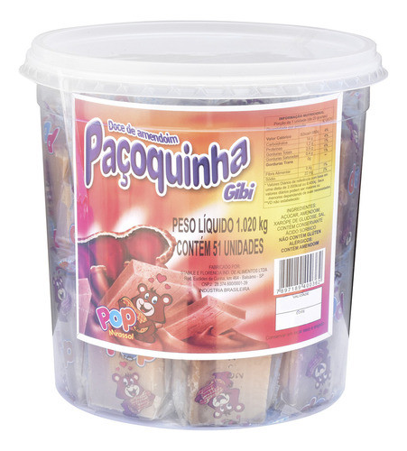 Paçoca Gibi Direto Da Fábrica Pop Mirassol Pote 51 Unidades 0