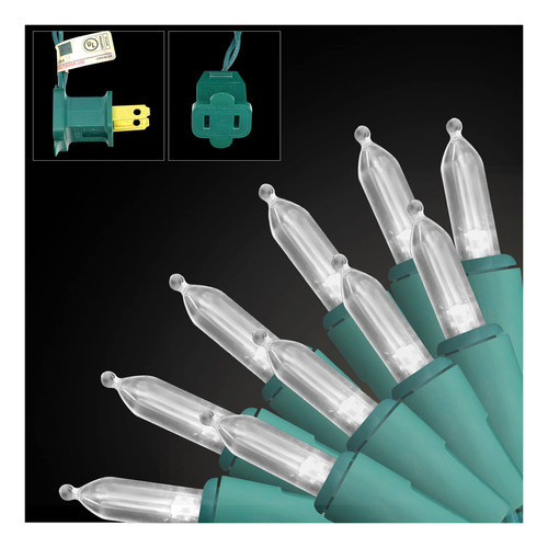 150 Luces Led De Navidad Blancas Fras, Cable Verde De 50 Pie 0