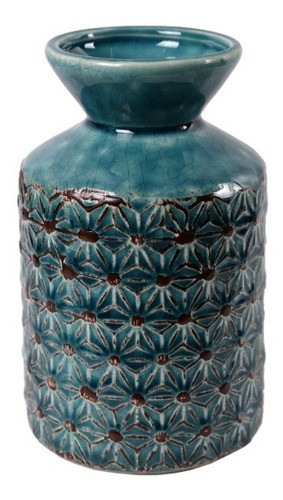 Florero Jarrón Cerámica Azul 0