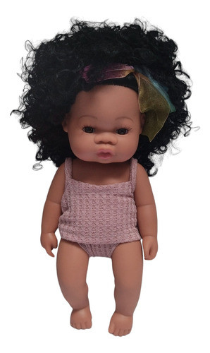 Muñeca Negra Bebe De Goma Afro 35 Cm 0