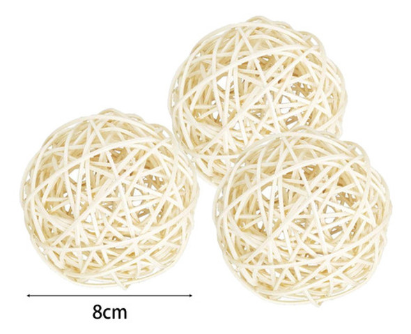 3 Bolas De Vime De Rattan, Pingentes Pendurados, Bolas 8cm 1