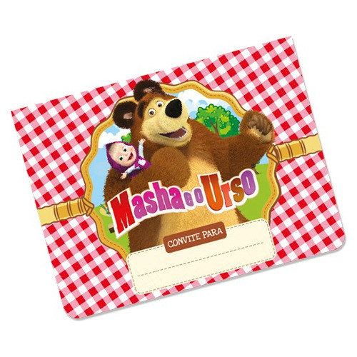 24 Unidades - Convite Para Festa Masha E O Urso 1