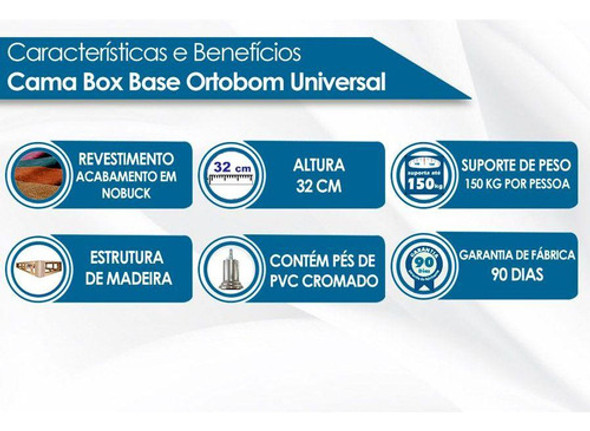 Cama Box Base Ortobom Universal Nobuck Bege King 193 1