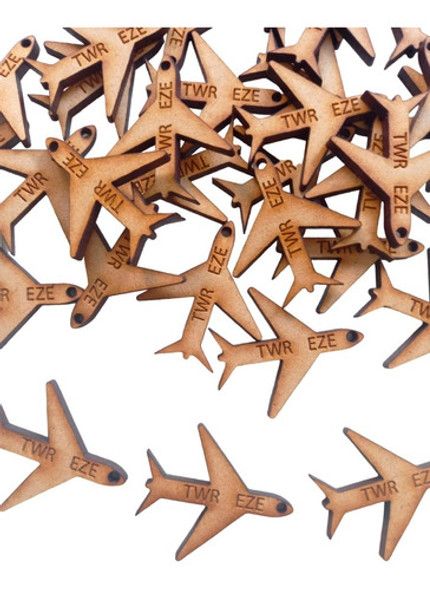 100 Aviones Grabado Con Perforacion Mdf Fibrofacil Alto 3cm 1