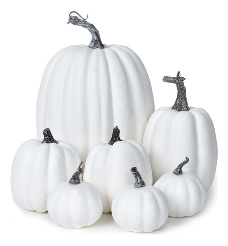 Dearhouse Juego De 7 Piezas De Calabaza Artificial Blanca Pa 0