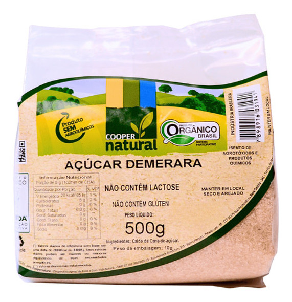 Açúcar Demerara Orgânico Coopernatural 500 G 0