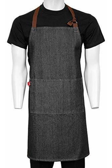 Chefscloset Delantal Babero Denim Unisex Allentown Negro 0