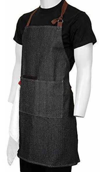 Chefscloset Delantal Babero Denim Unisex Allentown Negro 1