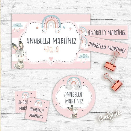 Etiquetas Imprimibles Arcoiris Conejita 0
