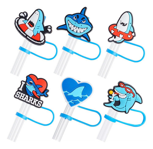 6 Tapas De Silicona Para Stanley Cup 7-8mm Forma Tiburon 0