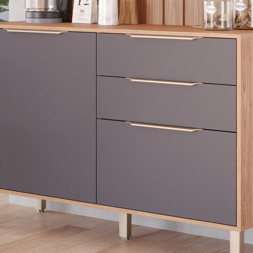 Kit Cozinha C/balcão Aéreo Modulo 120cm Freijó Titanium 1