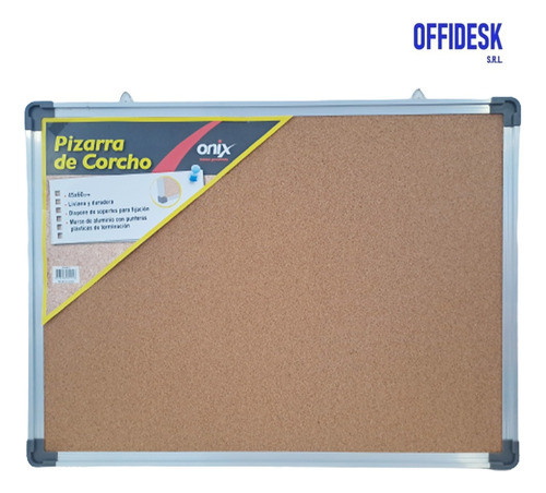 Pizarra 60x90 Corcho Onix Marco De Aluminio Y Elem Fijacion 0