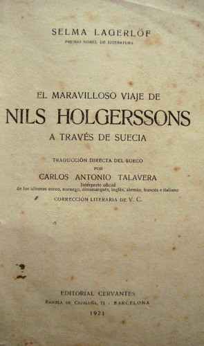 El Maravilloso Viaje De Nils Holgerssons Año 1921. 47n 329 0