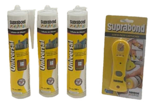 Set 3 Siliconas X280 Cm3 Transparente C/corta Pico De Regalo 0