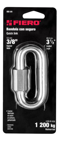 Mosqueton Bandola Carga 1200 Kg Con Seguro Fiero Bse-3/8 0