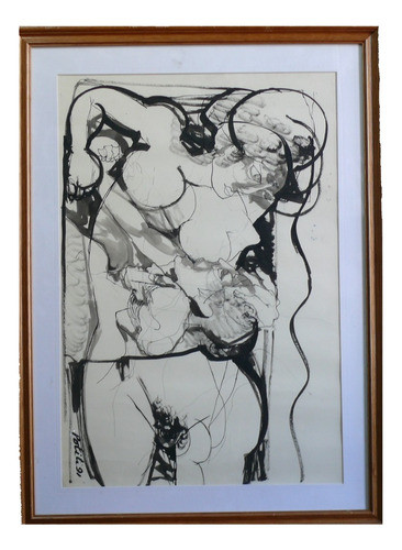 Obra De Horacio Politi. Dibujo Sobre Papel. Marco Y Vidrio 1