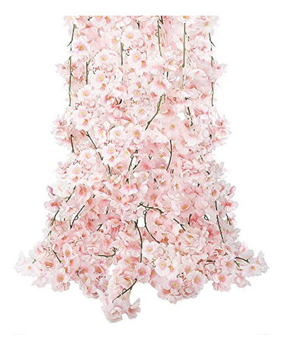 4 Guirnaldas De Flores Artificiales De Cerezo Con Flores De 0