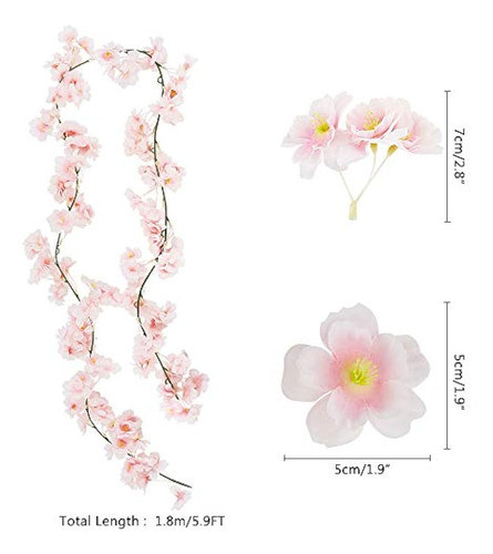 4 Guirnaldas De Flores Artificiales De Cerezo Con Flores De 1