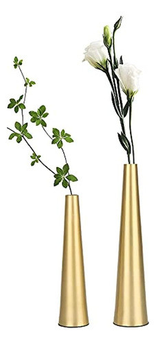 Vixdonos 10.5 / 8.5 Pulgadas Jarrón De Metal Dorado Pequeño 0