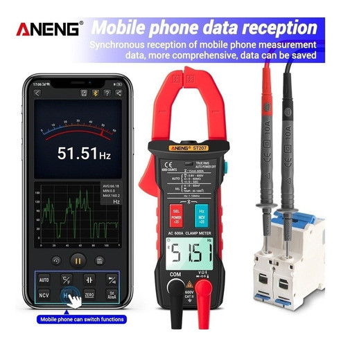 Alicate Amperímetro Bluetooth Aneng St207 6000 Contagens Tru 1