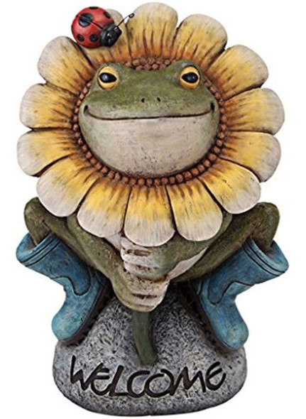 Diseño Toscano Jardín De Flores De Rana Estatua De Bienvenid 0