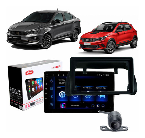 Central Multimidia 9p+moldura Preta Cronos 2019 + Câmera Ré 0