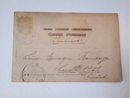 Tarjeta Postal Antigua Francésa. Bonaparte 1