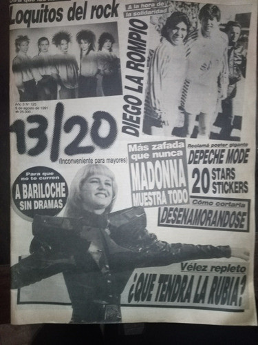Revista 13 / 20 - Nº 125  Año 1991 Maradona - Xuxa - Madonna 0