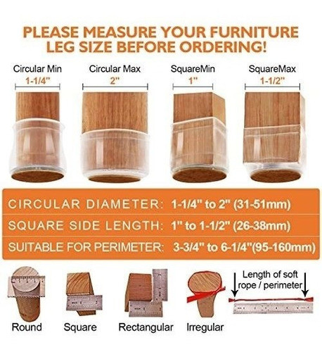 16 Regatones Para Patas De Silla Tamaño M (ver Fotos) Clear 1