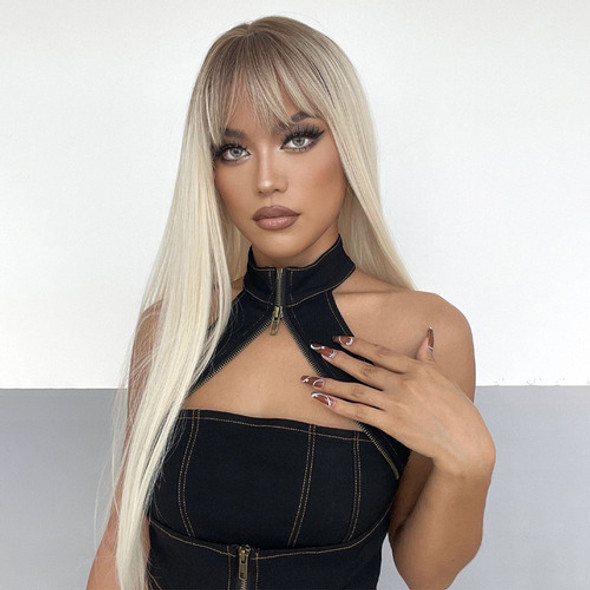 Perucas Sem Cola Com Franja Humana De Polegada Preta, Cabelo 1