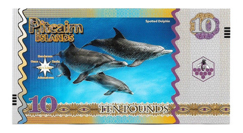 Fk Billete Isla Pitcairn 10 Dolares 2018 Inusual Tiburon. 1