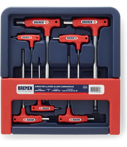 Kit 7 Llaves Allen Mango Anatómico T Cardánicas Bremen 5030 0