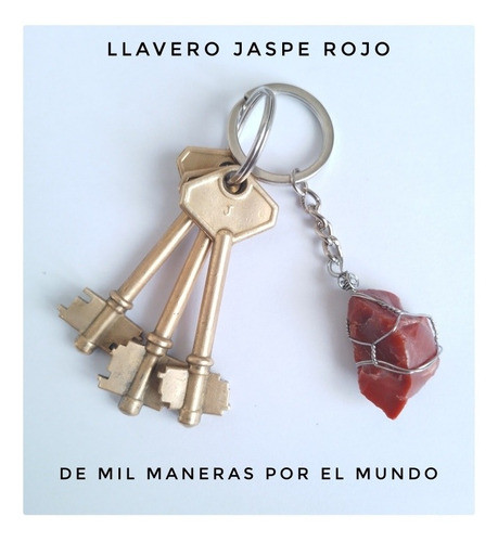 Jaspe Rojo. Llavero De Acero. Piedra Natural Energetica. 1