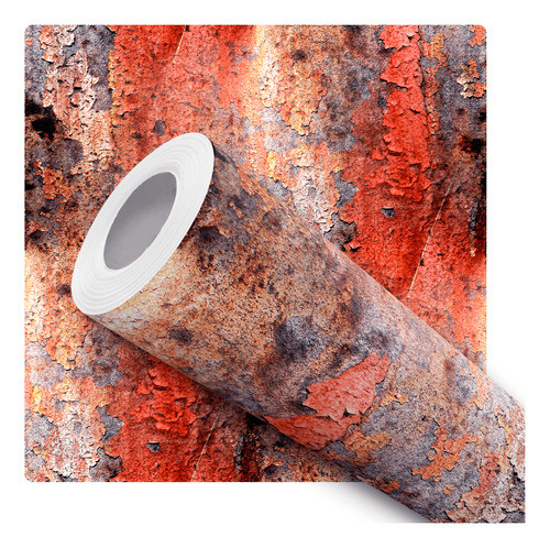Papel De Parede Adesivo Ferrugem Industrial Vermelho Aço 10m 0