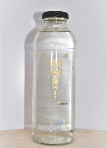 Botella Vesta Arabescos Acabajo Vidrio 500ml Tapa Rosca Oro 0