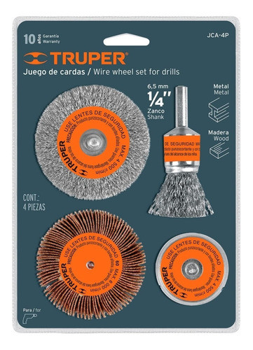 Kit 4 Cepillos Para Taladro Lijar, Pulir Y Limpiar Truper Fc 0