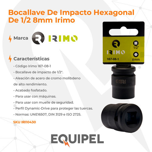 Bocallave De Impacto Hexagonal De 1/2 8mm Irimo 1