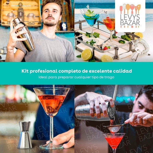 Set Kit Bartender Cocteleria Barman Completo Acero Inox 1