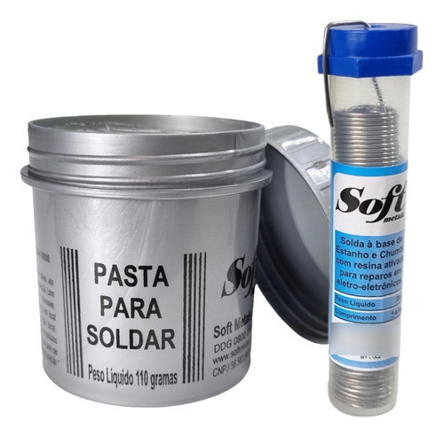 Kit Estanho Tubo 1mm 25g E Fluxo Pasta Para Soldar 110g 0