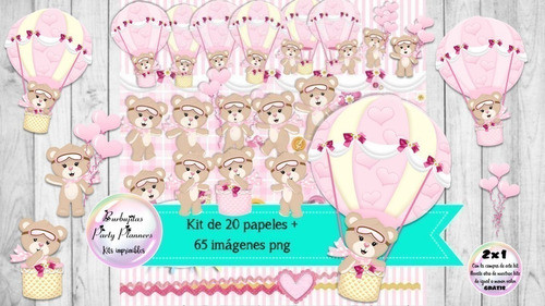 Cliparts Y Papeles Osita Osa Rosa Aviadora Globo Aerostatico 1