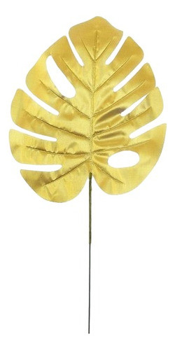 Hoja Costilla Adán Dorada X 20 C/tallo Deco Monstera Boda 0