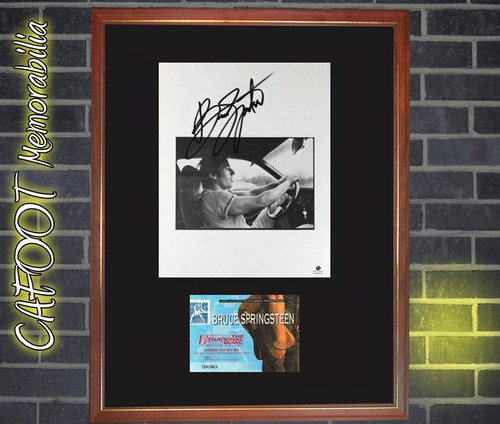 Bruce Springsteen Foto Con Firma Y Entrada 1993 Enmarcados 0