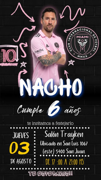 Invitación Digital Messi Inter Miami Perzonalizadas 1