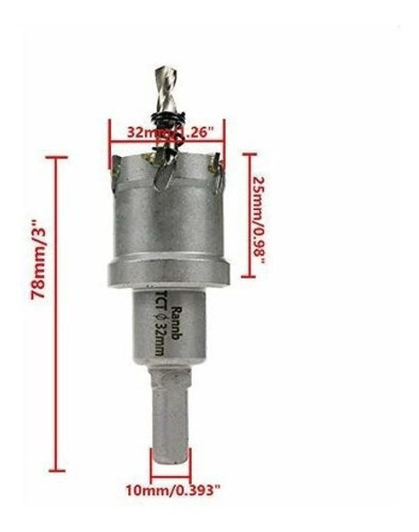 Mecha Copa De Carburo De Tungsteno P/ Acero Inoxidable 32mm 1