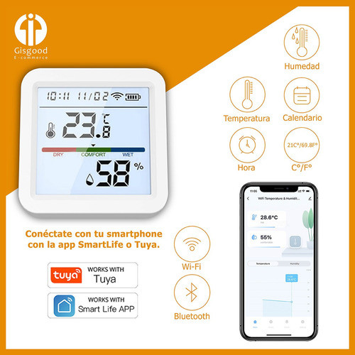 Panel Con Luz Sensor De Temperatura Y Humedad Smart (pilas) 1
